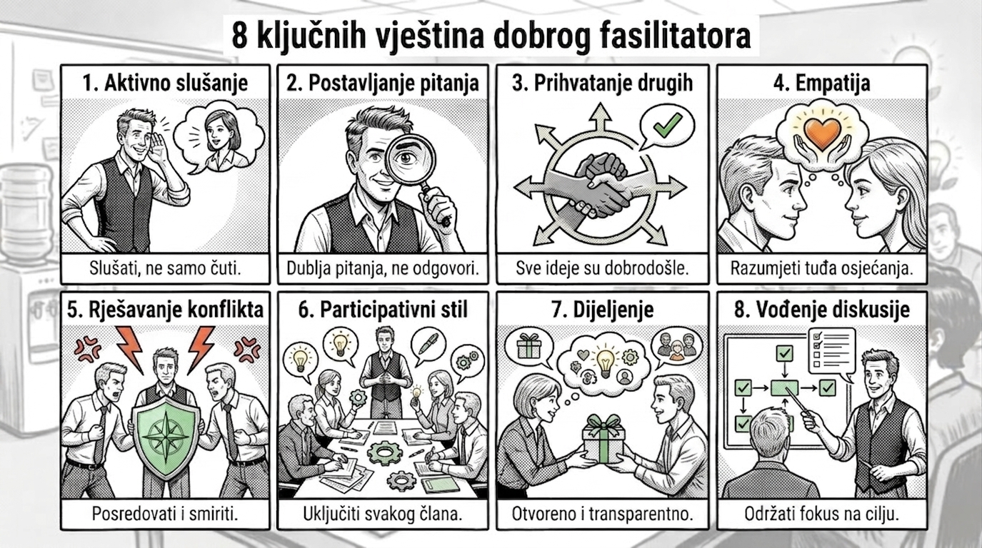 dobar fasilitator na sastanku - infografik